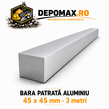 Bara patrata aluminiu 45 x 45 mm, 3 metri, EN AW-6082
